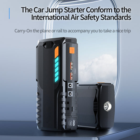 Safe and portable 12V car emergency start power supply, jumper cables, overpass dragon, -30℃ extreme cold start, power bank + LED light, overvoltage protection, suitable for all gasoline vehicles.