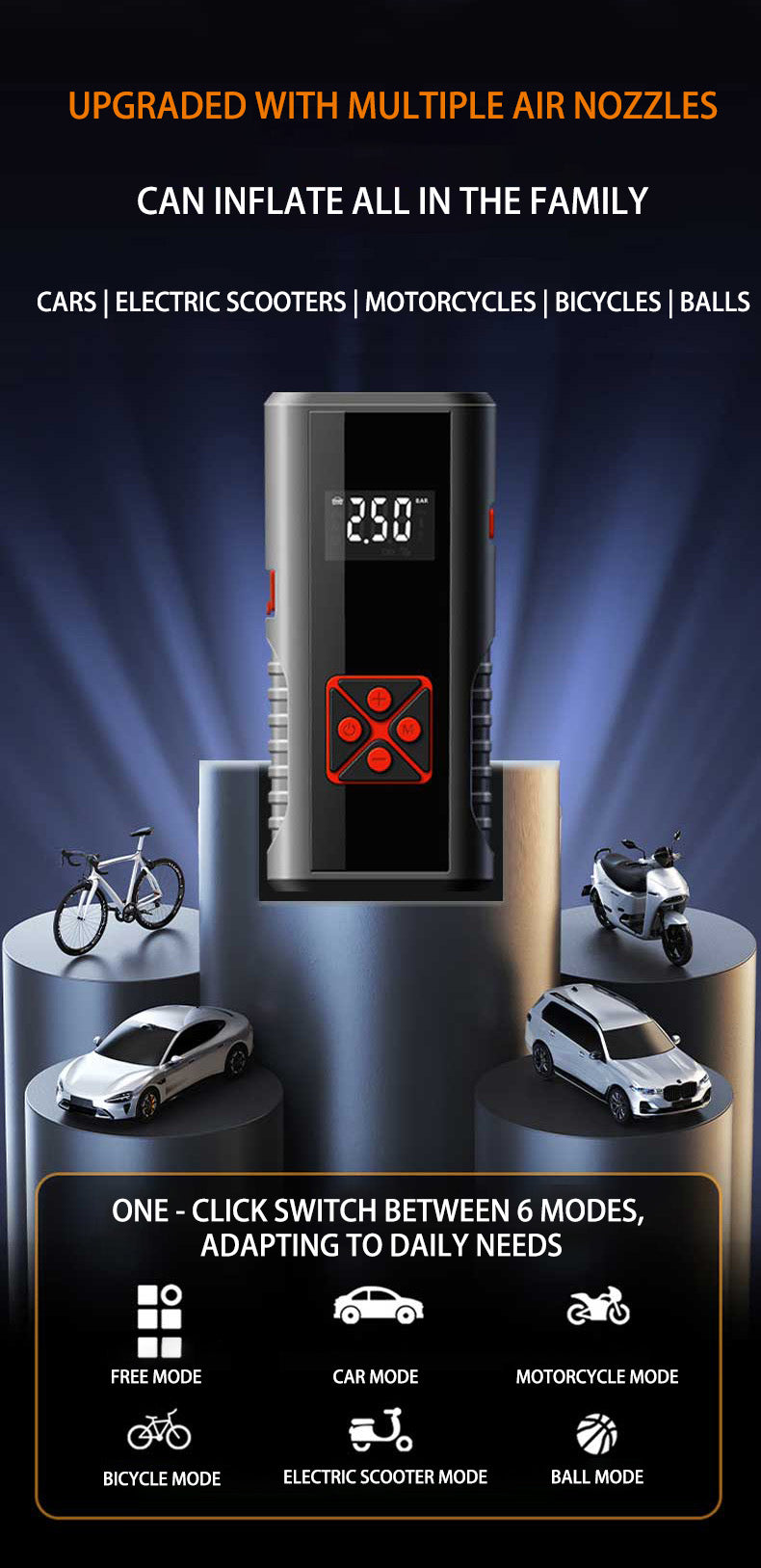 秒启极速救援20000mAh汽车应急启动电源|-20℃严寒秒启|LED照明+充电宝+充气泵四合一
